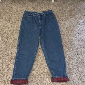 Vintage LL Bean high waisted jeans w/ plaid inside